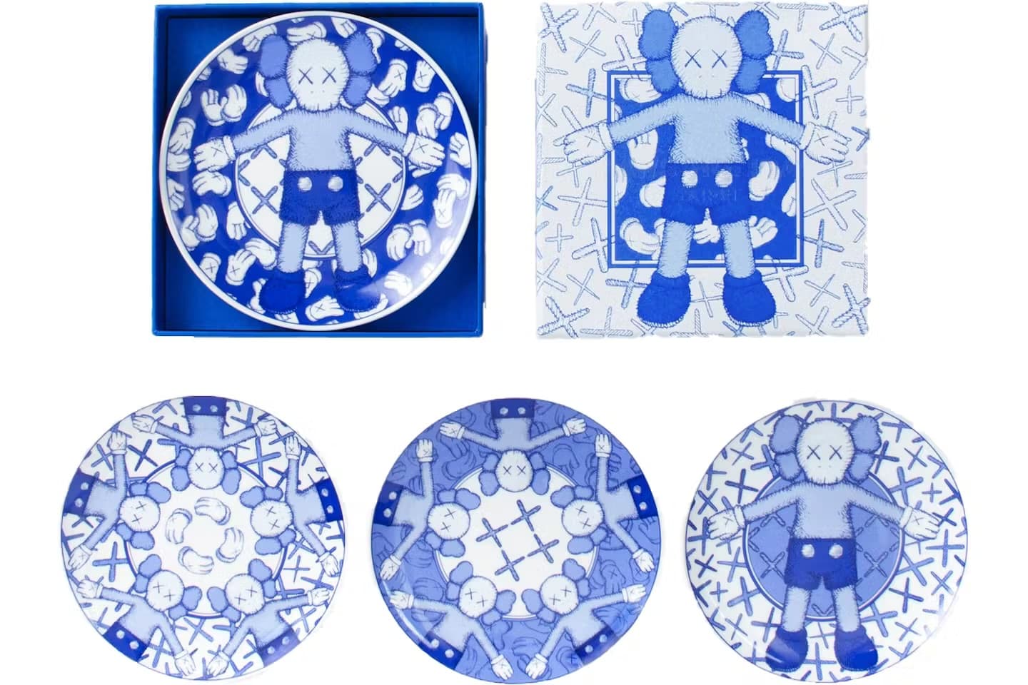 KAWS Holiday Taipei Ceramic Plate (Set of 4) Blue/White